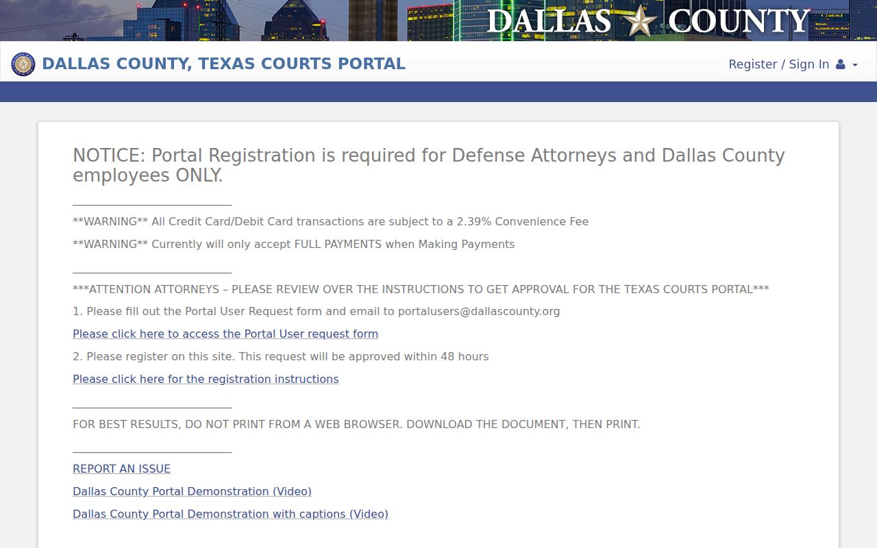 Dallas resident lookup Dallas County and District Courts case search portal