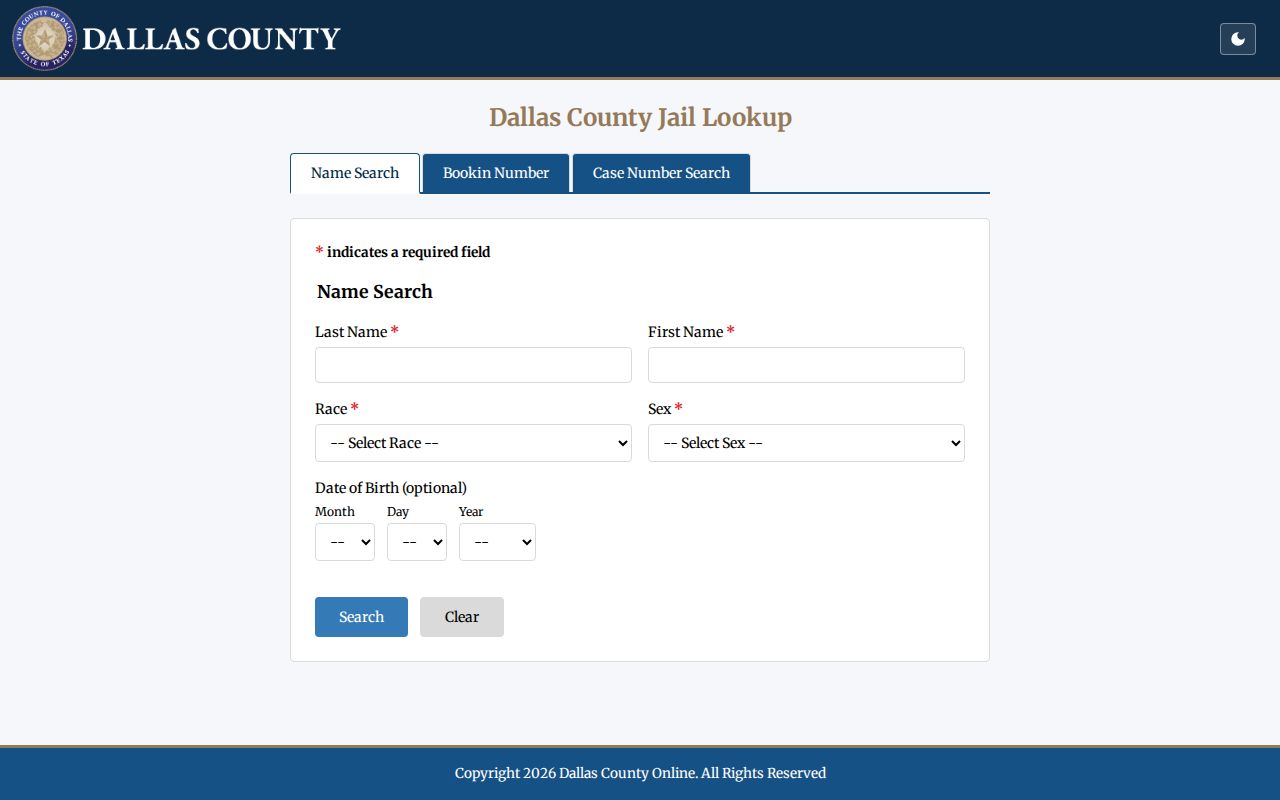 Dallas residents directory county jail lookup search tabs