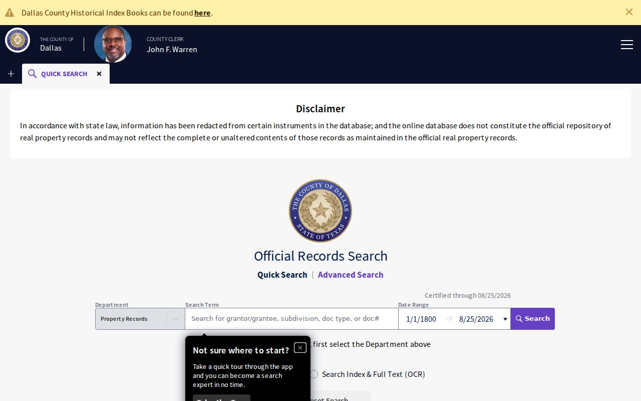 Dallas street directory official public records deed index