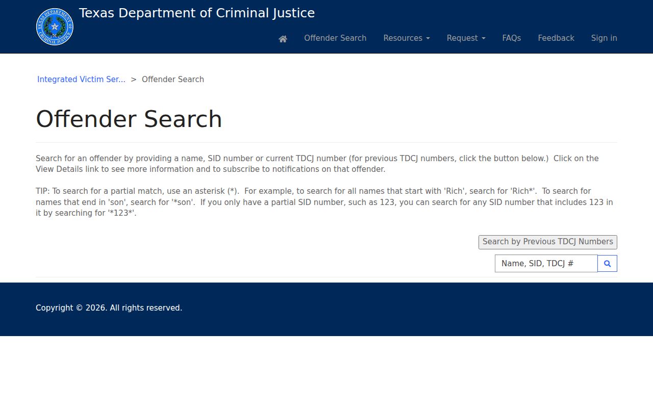 Dallas residents directory Texas offender search interface