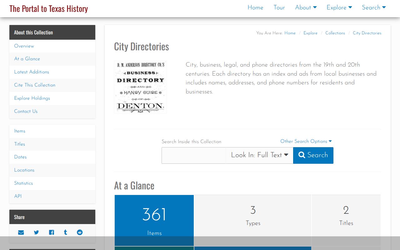 Dallas city directory collection search on the Portal to Texas History