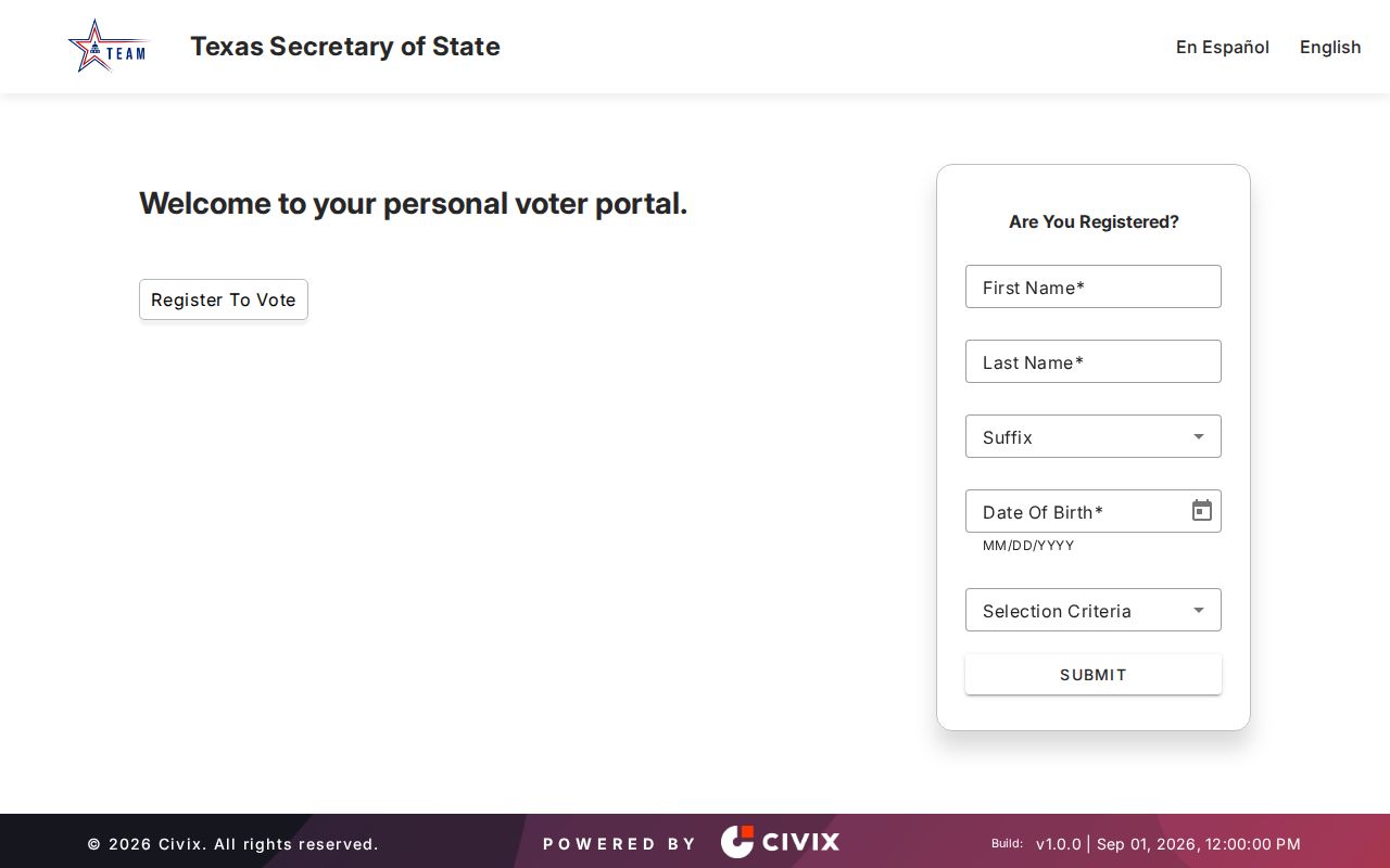 Dallas resident lookup Texas voter registration search choices